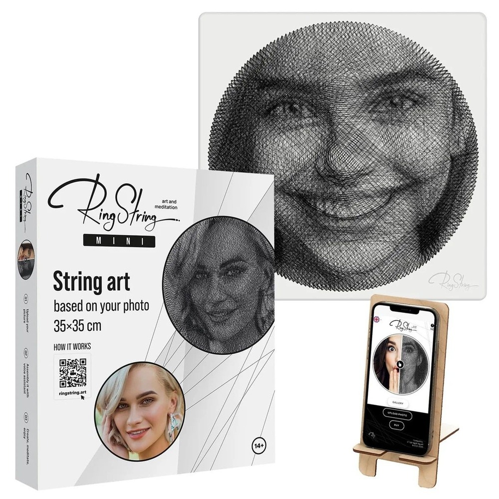 RINGSTRING Mini String Art Kit DIY Custom Photo Portrait 35x35cm Art